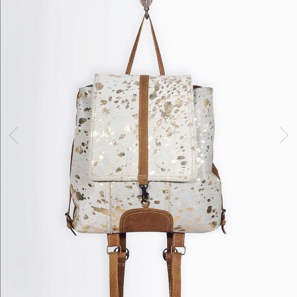 Myra Sparkly Gold Cowhide Backpack